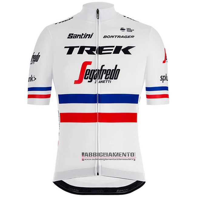 Abbigliamento Trek Segafredo Campione Francia 2018 Manica Corta e Pantaloncino Con Bretelle Bianco - Clicca l'immagine per chiudere